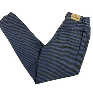 Lizwear Womens Vintage Jeans 12 Blue Black Stripe High Rise 90s Y2K Grunge Denim